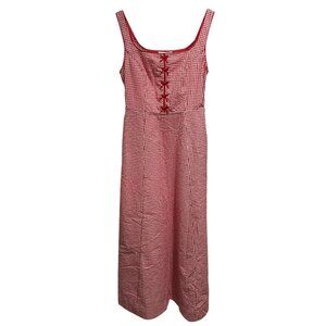 Rachel Zoe Red & White Gingham Check Max Sun Dress Sz 4 Pockets Retro $118 NWT